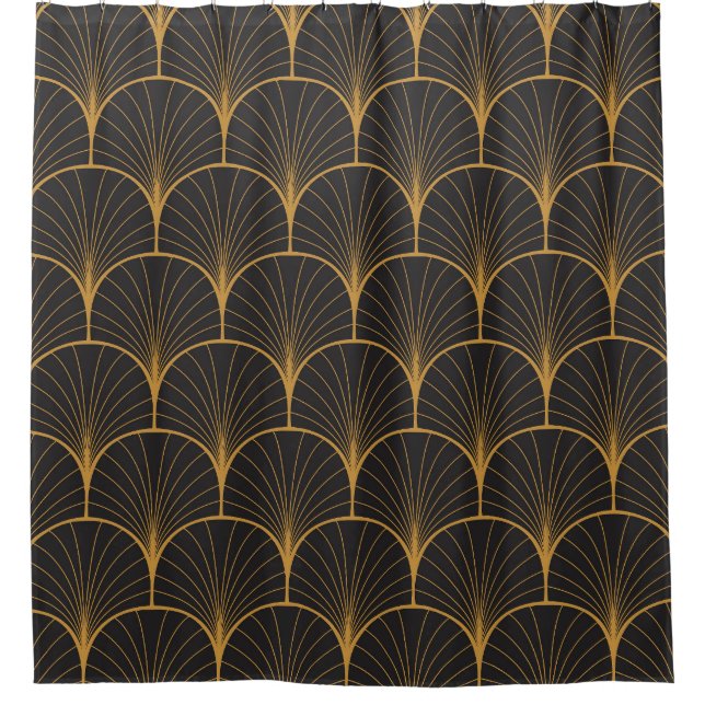 Art Deco, Geometrisches Vintages Muster. Duschvorhang (Vorderseite)