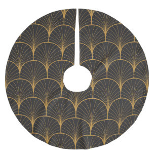 Art Deco, Geometrisches Vintages Muster. Polyester Weihnachtsbaumdecke