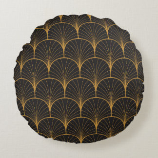 Art Deco, Geometrisches Vintages Muster. Rundes Kissen