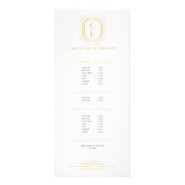 Art Deco gestapelte Monogram Logo Gold/Weiß Werbekarte