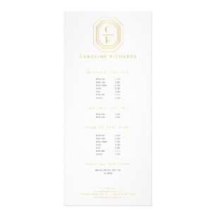 Art Deco gestapelte Monogram Logo Gold/Weiß Werbekarte