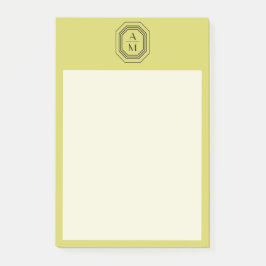 Art Deco gestapelte Monogramm-Logo auf gelb grün Post-it Klebezettel