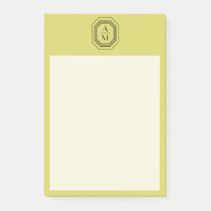 Art Deco gestapelte Monogramm-Logo auf gelb grün Post-it Klebezettel