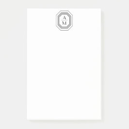 Art Deco gestapelte Monogramm-Logo schwarz/weiß Post-it Klebezettel
