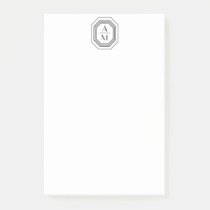 Art Deco gestapelte Monogramm-Logo schwarz/weiß Post-it Klebezettel