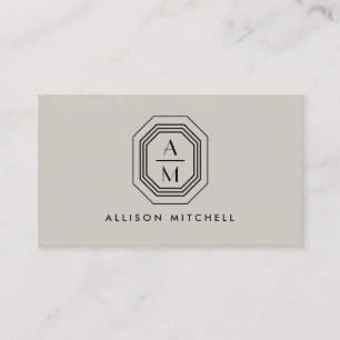 Art Deco gestapeltes Monogramm-Logo auf Taupe Visitenkarte