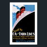 Art Deco Gewerkschaft Lines Poster<br><div class="desc">Vintages Plakat für die Seefracht,  das Reisen auf der Gewerkschaft Steam Ship Company of Neuseeland fördert.</div>