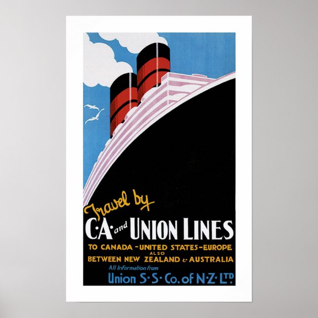 Art Deco Gewerkschaft Lines Poster (Vorne)