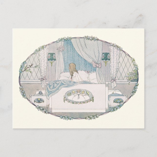 Art Deco Girl and Robin by H. Willebeek Le Mair Postkarte (Vorderseite)