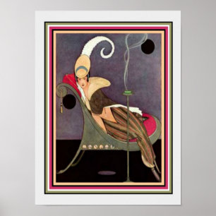Art Deco "Girl on Chaise" Print 12 x 16 Poster