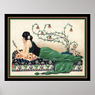 Art Deco "Girl with Mirror" Print -16x20 Poster