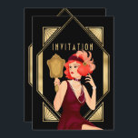Art Deco Glam Girl 30. Geburtstag Gold Schwarz Einladung<br><div class="desc">Ihre Gäste werden wissen, dass sie sich für eine rauschende Zeit der 20er Jahre einsetzen, wenn sie diese elegante, in Gold und Schwarz gehaltene Art-Déco-Einladung zu Ihrem 30. Party erhalten. Auf der Rückseite können Sie die Typografie ganz einfach mit Ihren Details personalisieren. Auf der Vorderseite das Kopfwort Einladung im selben...</div>