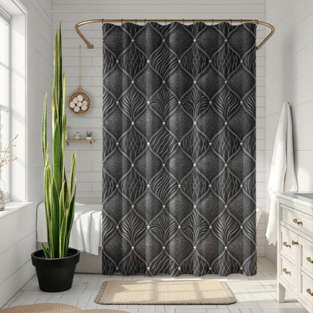 Art Deco Glam Schwarz Muster Duschvorhang (Von Creator hochgeladen)