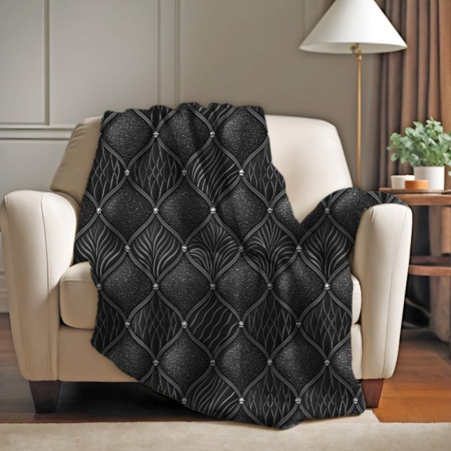 Art Deco Glam Schwarz Muster Fleecedecke (Von Creator hochgeladen)