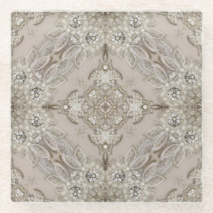 Art Deco Glamorous Vintage Fashion Grey Beige Glasuntersetzer