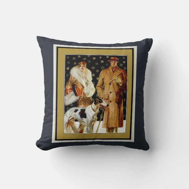 Art Deco Glamour Couple Christmas Kissen (Vorderseite)