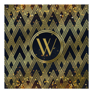 Art Deco Glamour Geometric Muster Monogram Poster