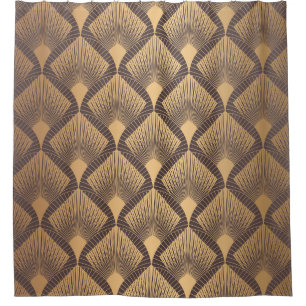 Art-Déco-Glamour: Goldene Skalen. Duschvorhang