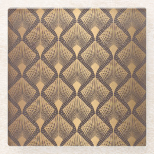 Art-Déco-Glamour: Goldene Skalen. Glasuntersetzer