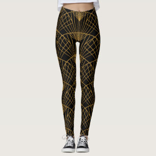 Art Deco Glamour: Goldener Lüfter. Leggings