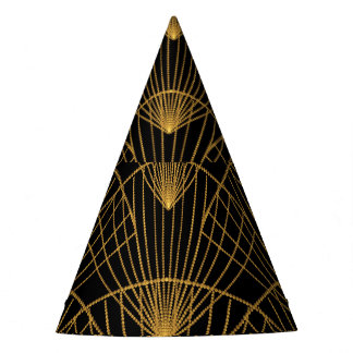 Art Deco Glamour: Goldener Lüfter. Partyhütchen