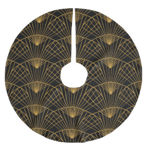 Art Deco Glamour: Goldener Lüfter. Polyester Weihnachtsbaumdecke