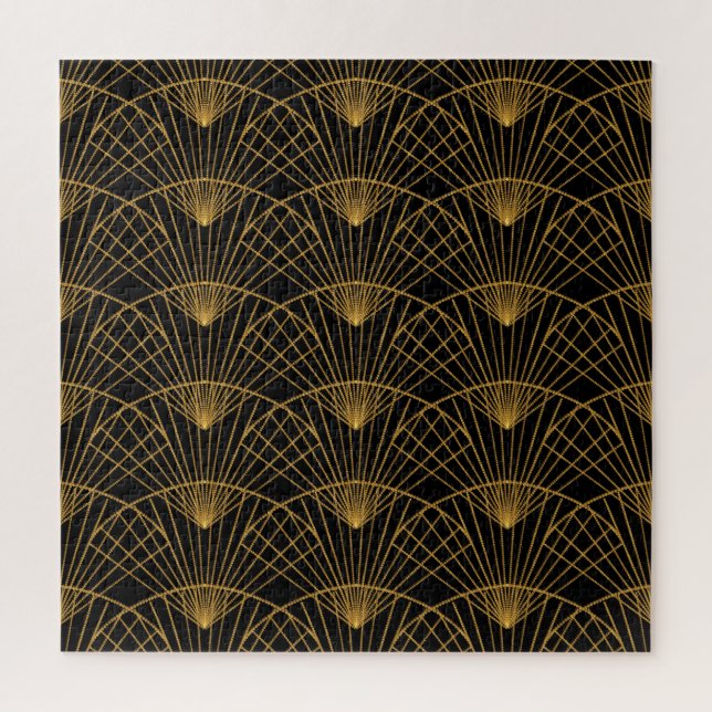 Art Deco Glamour: Goldener Lüfter. Puzzle (Vertikal)