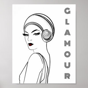 Art Deco Glamour Illustration Poster