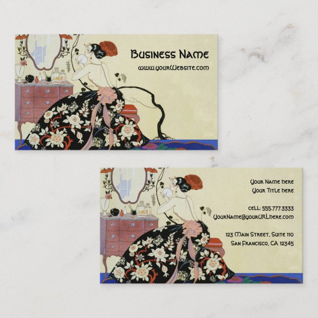 Art Deco Glamour Lady, Schauspielerin oder Make-up Visitenkarte (Vorne/Hinten)