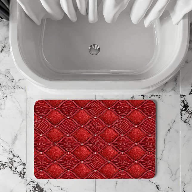 Art Deco Glamour rotes Valentinsmuster Badematte (Von Creator hochgeladen)