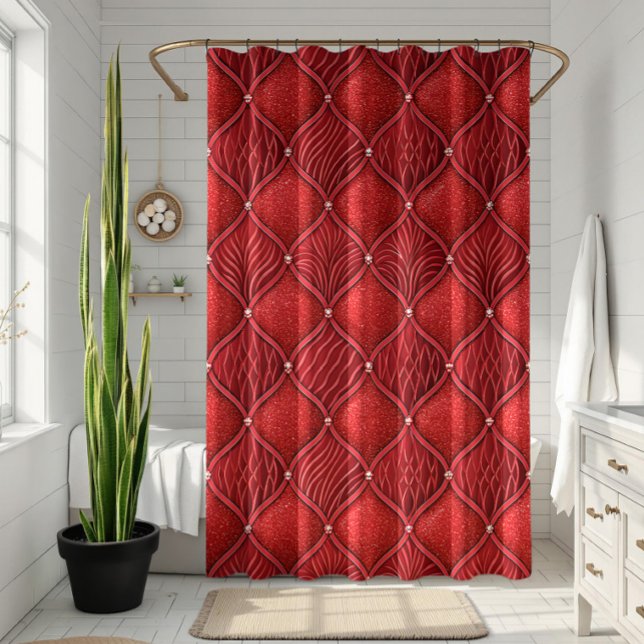 Art Deco Glamour rotes Valentinsmuster Duschvorhang (Von Creator hochgeladen)