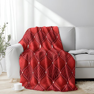 Art Deco Glamour rotes Valentinsmuster Fleecedecke