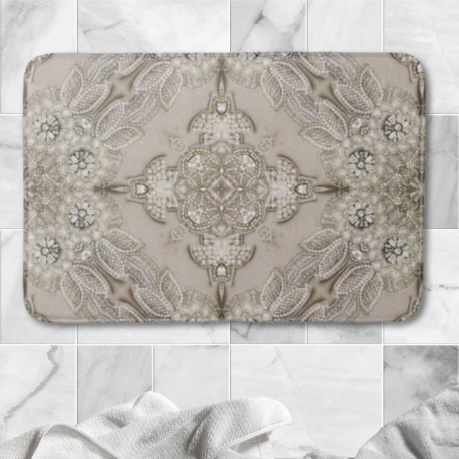 Art Deco Glamour Vintage Mode Grau Beige Badematte (Art Deco Glamorous Vintage Fashion Grey Beige Bath Mat)