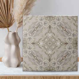 Art Deco Glamour Vintage Mode Grau Beige Fliese