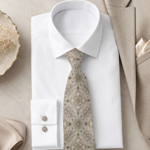 Art Deco Glamour Vintage Mode Grau Beige Krawatte