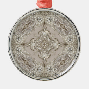 Art Deco Glamour Vintage Mode Grau Beige Ornament Aus Metall