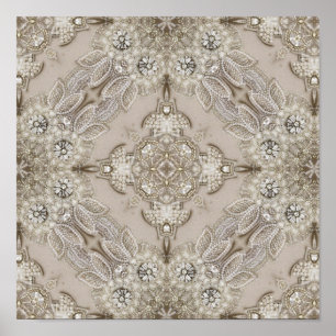 Art Deco Glamour Vintage Mode Grau Beige Poster