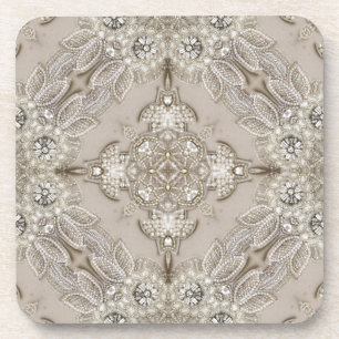 Art Deco Glamour Vintage Mode Grau Beige Untersetzer