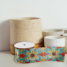 Art Deco Glasfliesen in Blau & Rot - Anlass hinzuf Satinband