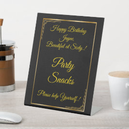 Art Deco Gold auf Black Birthday Party Snacks Sockelschild