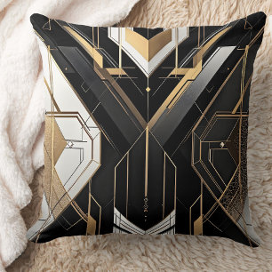 Art Deco Gold Black Geometric Cross Design Kissen