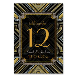 Art Deco Gold Black Guest Names Tischnummer