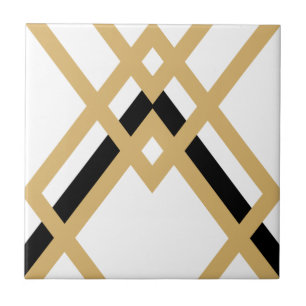 Art Deco Gold Black Seamless Geometric White Fliese