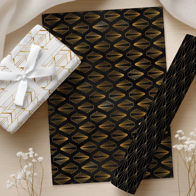 Art Deco Gold & Black Wrapping Paper Sheets Geschenkpapier Set (Von Creator hochgeladen)