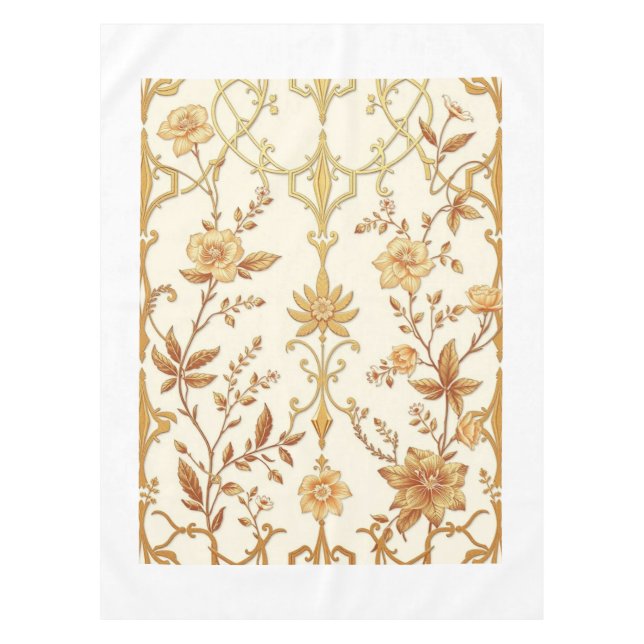 Art Deco Gold Blumen einzigartiges Gittertischdeck Tischdecke (Vorderseite)