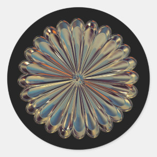 Art Deco Gold Blumen Fächerschale metallischer Loo Runder Aufkleber