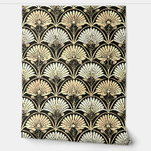 Art Deco Gold Blumenfächer Akzentwand