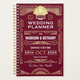 Art Deco Gold Burgundy Gatsby Wedding Planer