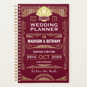 Art Deco Gold Burgundy Gatsby Wedding Planer