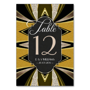 Art Deco Gold Chalkboard Tischnummer Cards